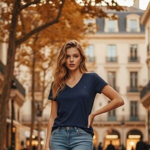 Ralph LAUREN Classy Navy Blue Slim Fit Top, Size L